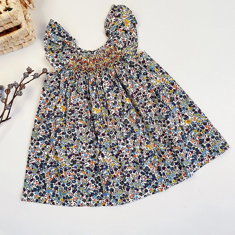 2024 Ins Brand Cotton Summer Linen Clothing European & America Toddler Kids Girl Dress Baby Girls Dresses Princess Girl Clothes