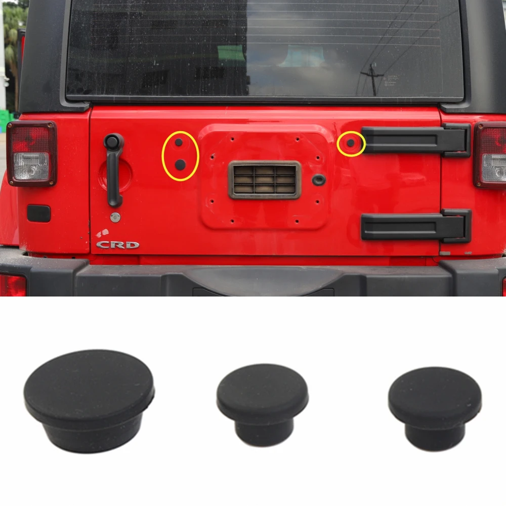 

Tailgate Plug Set Spare Tire Carrier Delete Rubber for Jeep Wrangler JK JKU JL Rubicon&Sport 2007-2023 Door Frame Car Accessory