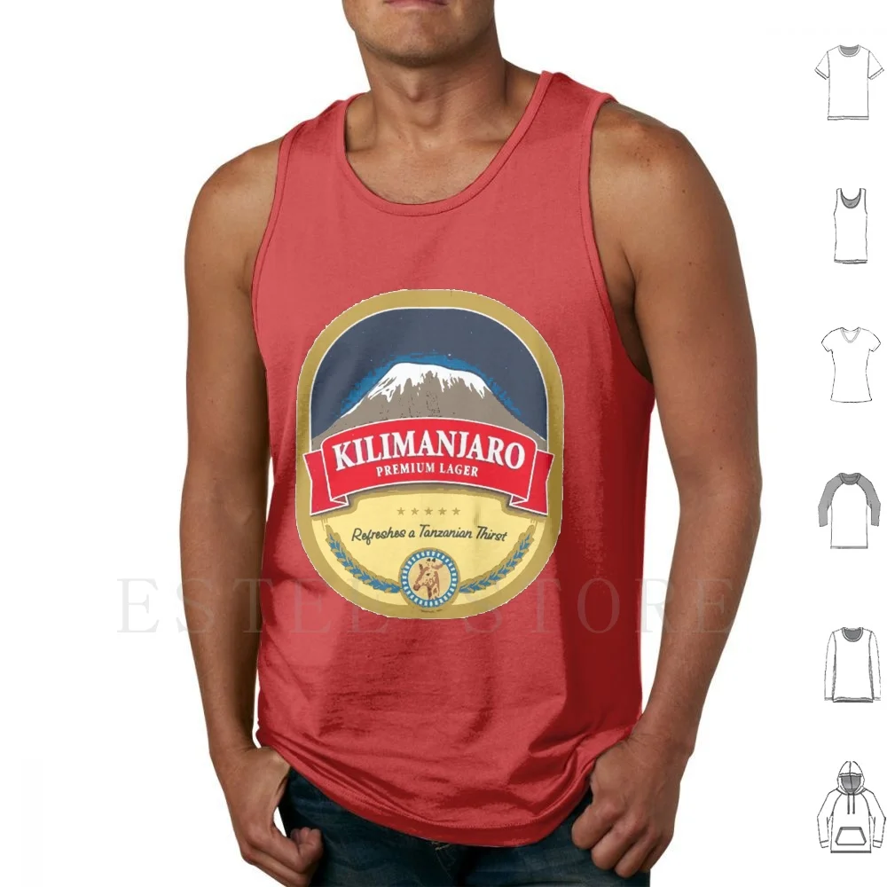 Kilimanjaro Lager Tank Tops Vest Sleeveless Kilimanjaro Tanzania Beer Lager Pilsner Booze Africa African Tanzanian Kenya