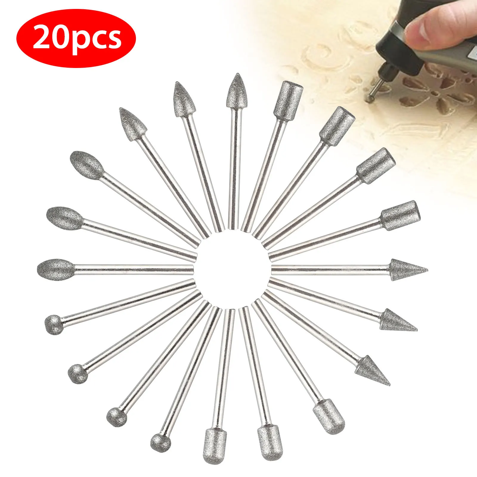 20pcs Set HSS Titanium For Dremel Routing Rotary Milling Rotary File Cutter Wood Carving Carved Knife Cutter Tools Accessories