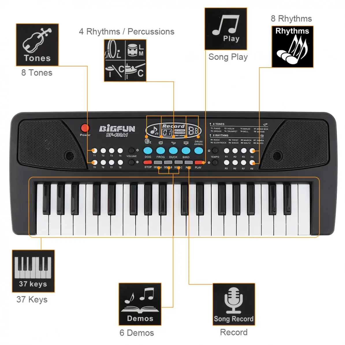 37 Keys ABS Electronic Keyboard Piano Digital Music Key Board with Microphone Children Gift Musical Enlightenment