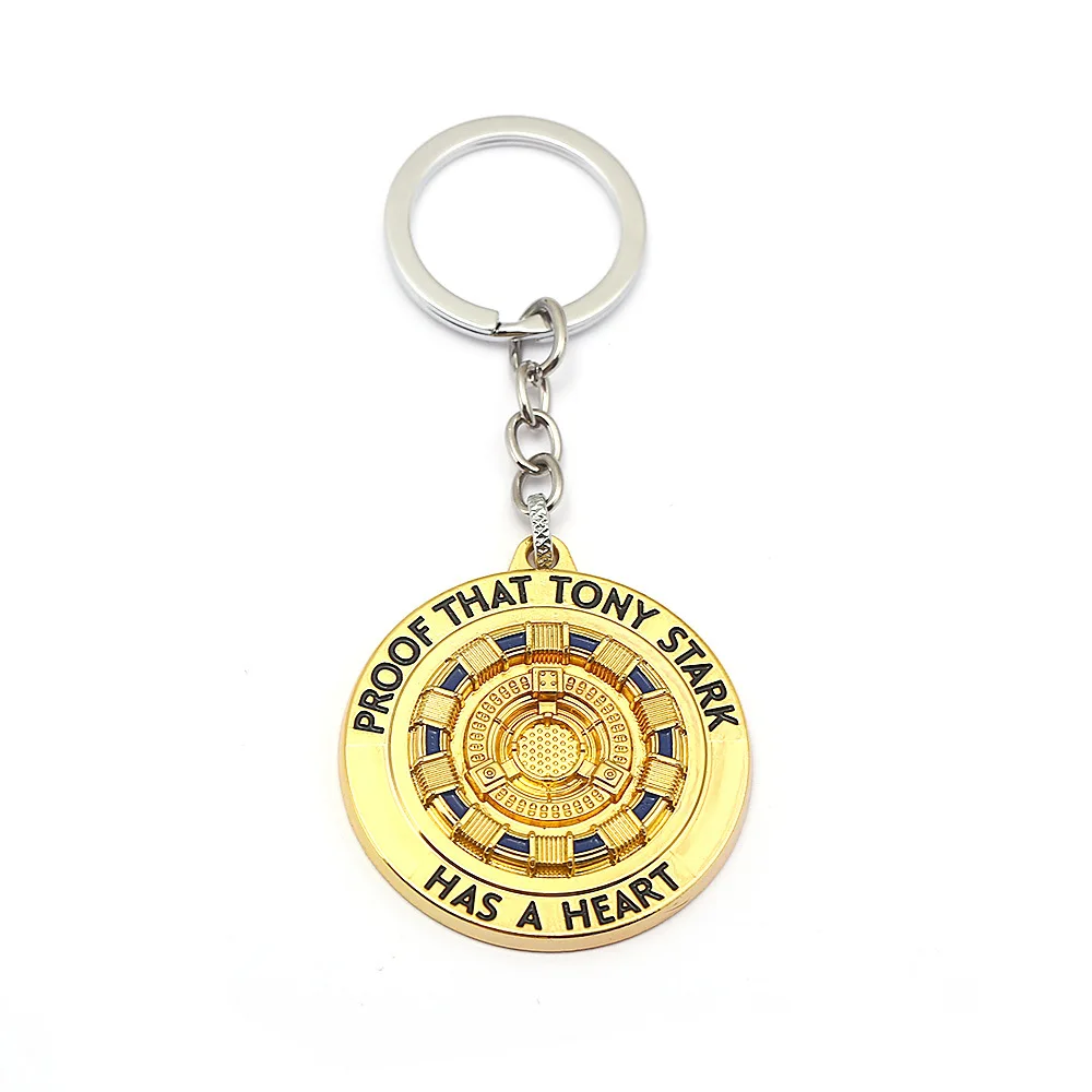 Marvel Avengers Tony Stark Sign Reactor Keychain Necklace Action Figure Key Chain for Gift