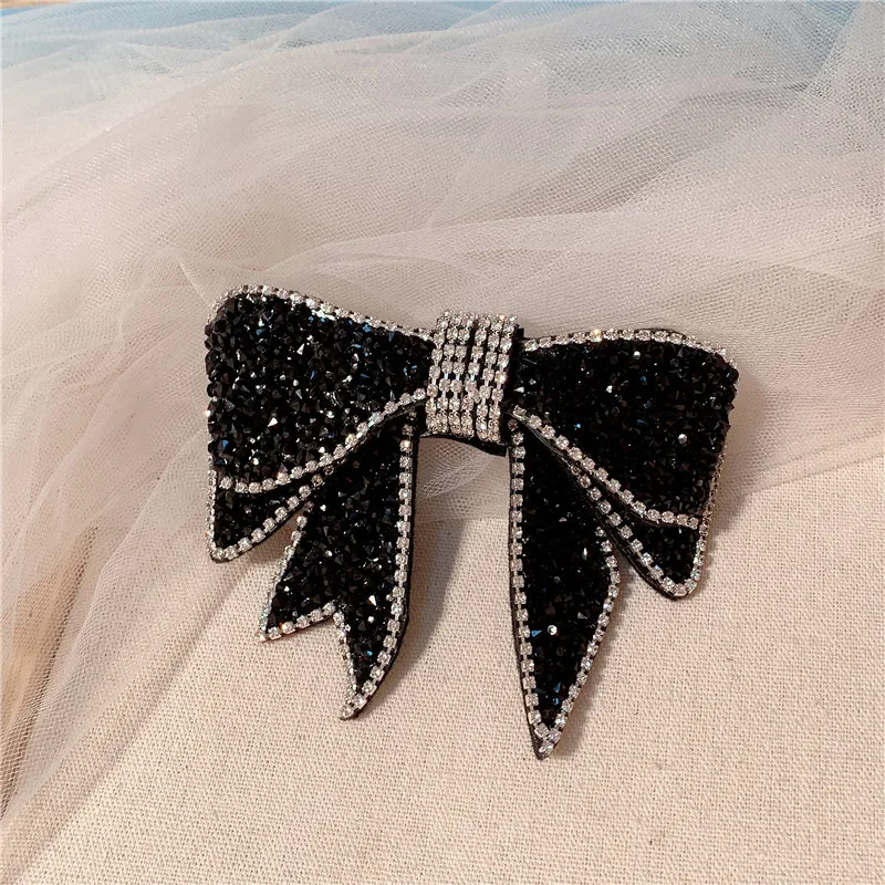 2021 Crystal Big Bow Hair Clips For Women Girls Hair Accessories Rhinestone Hairpins Plastic Hairgirps Retro Barrette Headwear