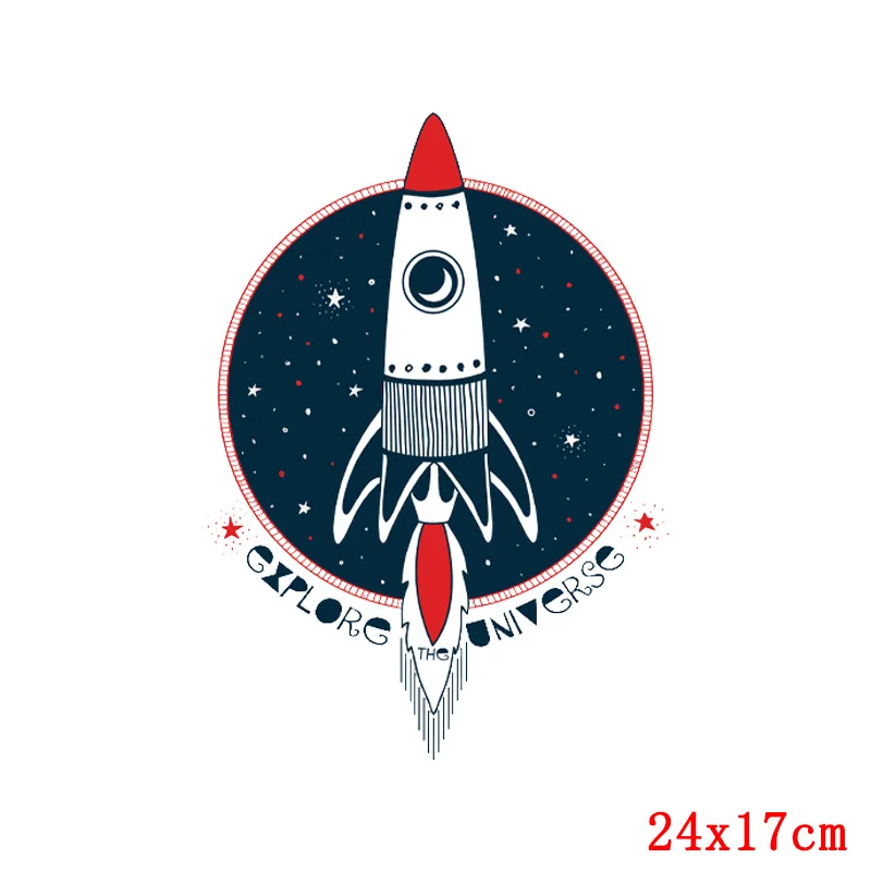 Space Astronaut Patch Iron-On Transfers For Clothing Spaceship Patches Stickers DIY Cartoon Patches On Clothes Applique Stripes