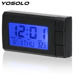 YOSOLO Auto Watch Thermometer Temperature Display Electronic Clock Car Ornaments Car LCD Digital Display Clock Self-Adhesive