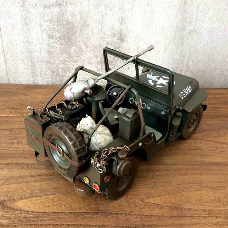 Military Vehicle-Model-Toys Collectible Die Cast  Access Ironwork Handicraft Antiquecar Decorations Gifts Furnishing Articles