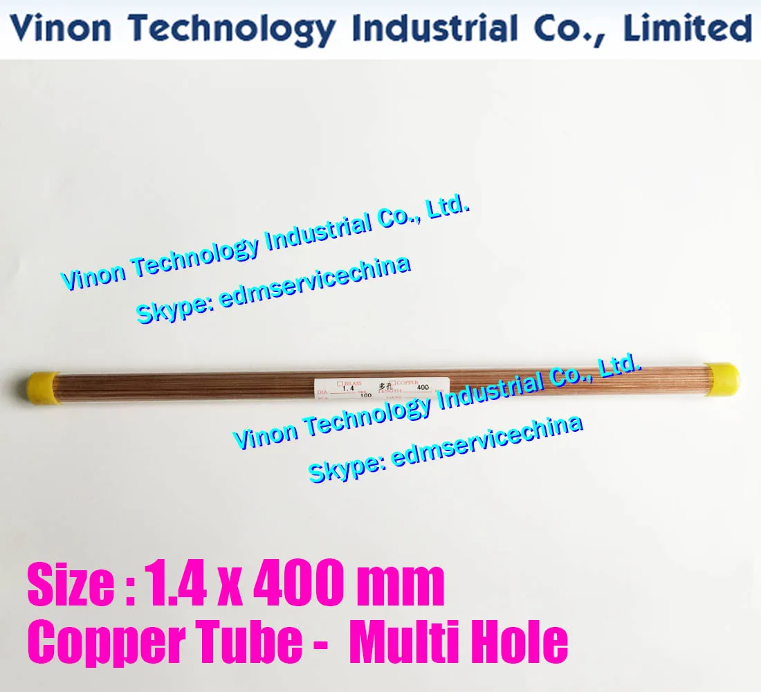 (100PCS/LOT) 1.4x400mm Copper Tube Multihole, Copper EDM Tubing Electrode MultiChannel Dia. 1.4mm Long 400mm for Superdrill EDM