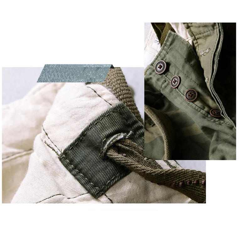 Summer Mid-Rise Large Size Shorts Men Shorts Cotton Multi-Pocket Camouflage Button Button Cardigan Cargo Shorts