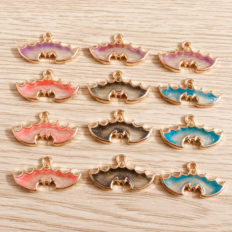 10pcs/lot Enamel Halloween Charms for Jewelry Making Cute Pumpkin Bat Ghost Charms Pendants for Necklaces Earrings DIY Accessory