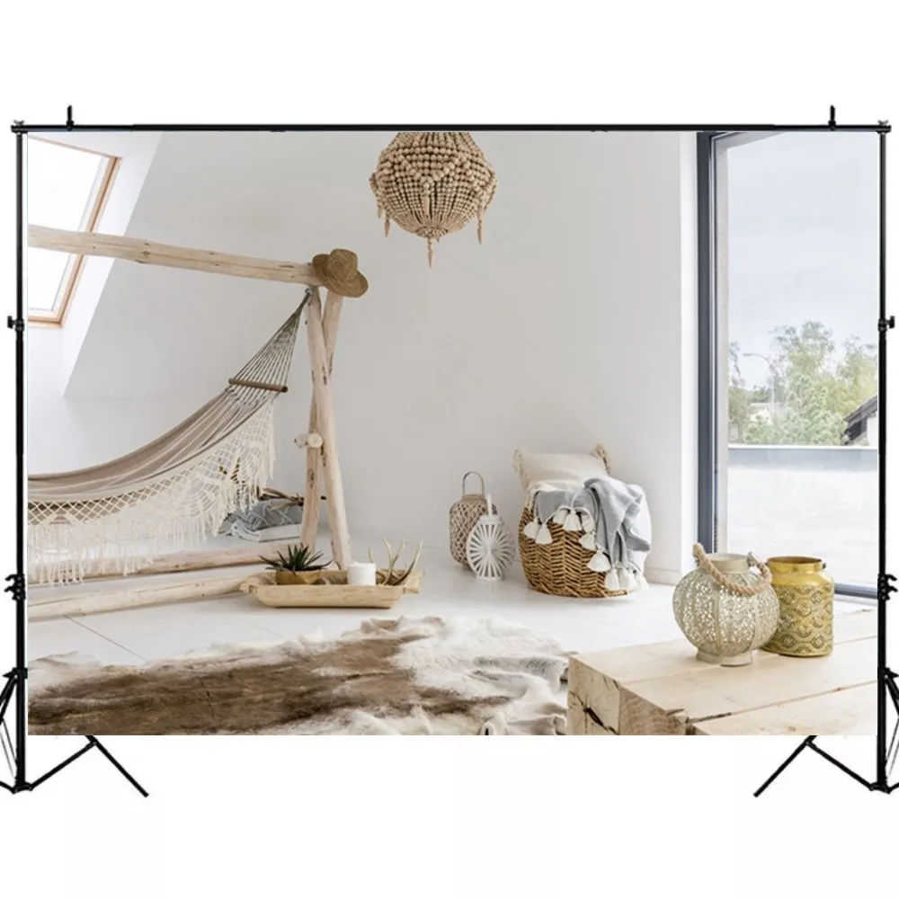 Laeacco Hammock Tank Jar Wood Chandelier Window Baby Room Interior Decor Photography Backdrops Photographic Backgrounds Props