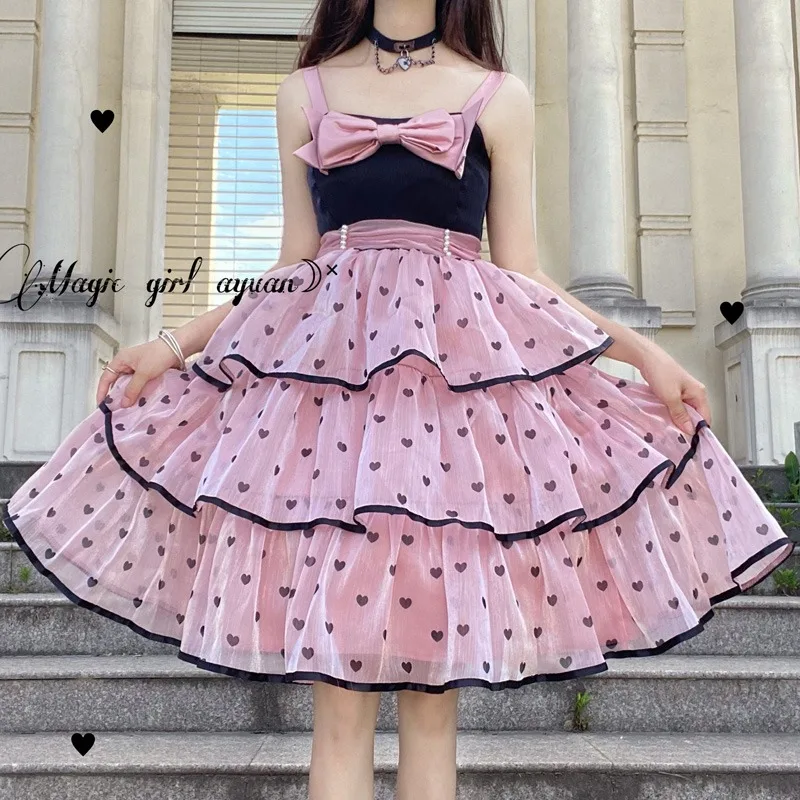 Victorian Gothic Lolita Jsk Dress Women Kawaii Lace Patchwork Elegant Princess Party Mini Dress Girls Sleeveless Y2K Vestidos