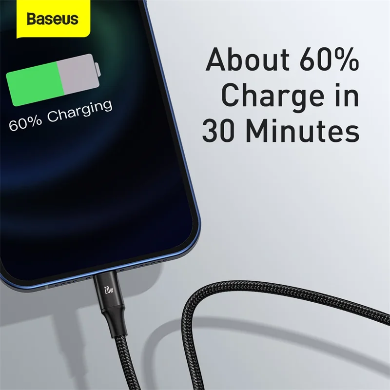 Baseus PD 20W USB Type C Cable For iPhone 13 12 11 Pro Max 3 in 1 USB C Fast Charging Cable For Xiaomi Samsung Micro Data Cord