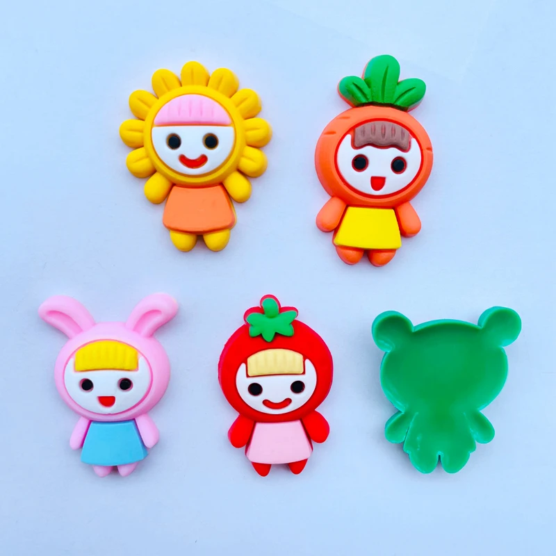 10 PCS New Kawai Soft Glue Cartoon Fruit Animal Girl Flat DIY Crafts Scrapbook Hair Bow Center Accessories Embellishment B35