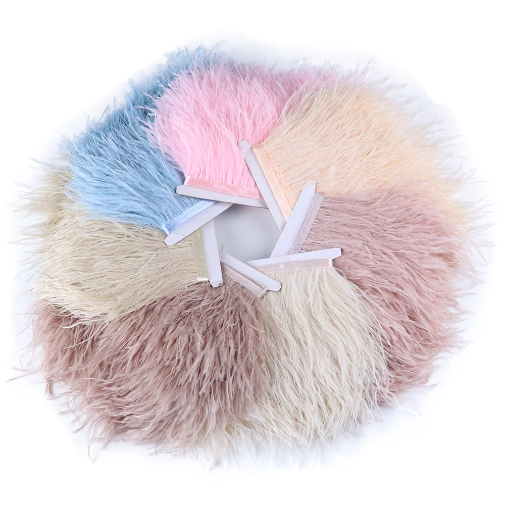 Factory Natural Leather Pink Ostrich Feather 10-13Cm Trim for Ribbon Dyed Colorful Fashion Wedding Dress Decoration Sewing Craft