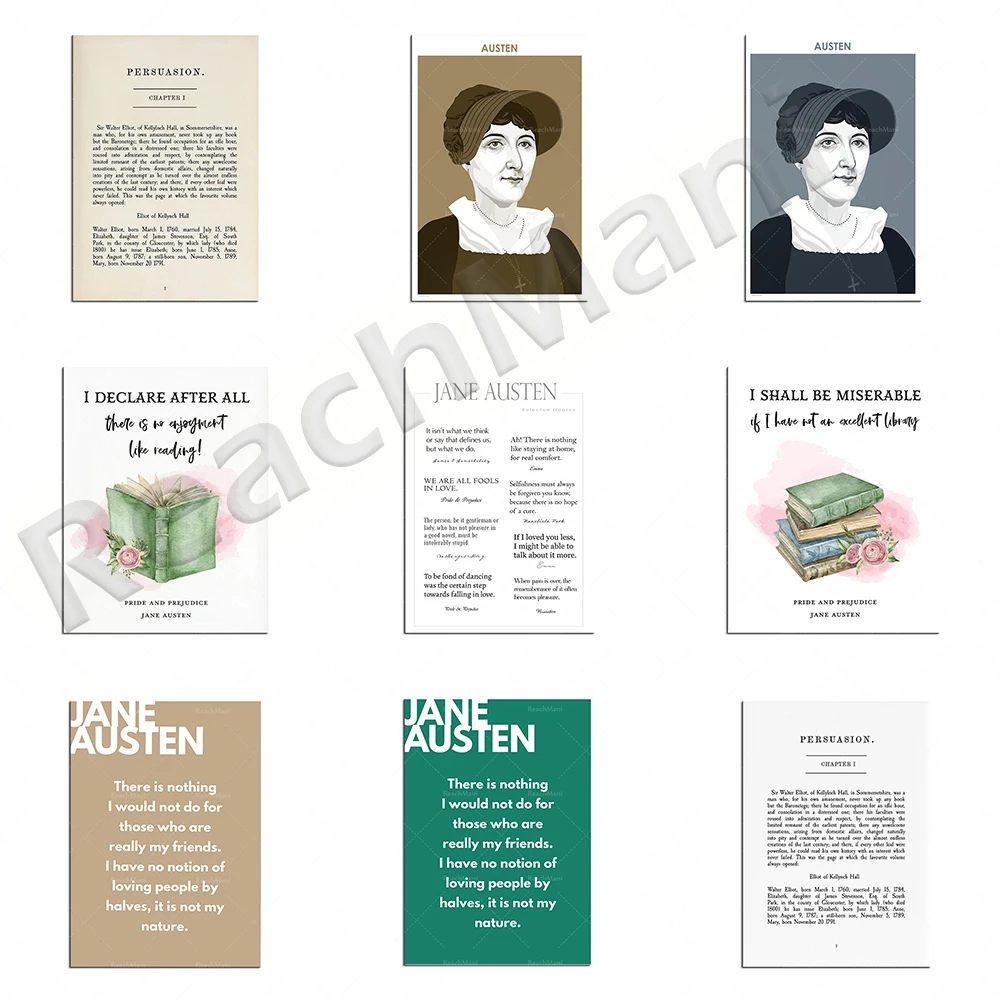 Jane Austen - Author Posters | Literary Posters, Book Corner Decorations, Literary Prints, Bookworm Gifts, Book Lover Gifts