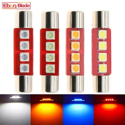 4Pcs Auto LED Bulb 28mm 31mm 3030 4 SMD White Red Amber Ice Blue 12V Sun Visor Vanity Mirror Lights Car Interior  Dome Map Lamp