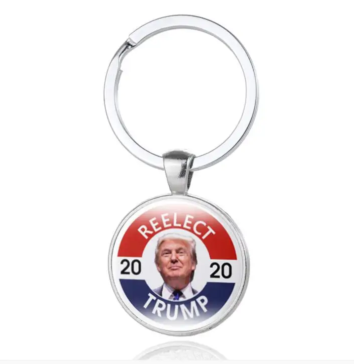 100pcs Trump 2020 Keychain Time Gem Flag Key Chain Metal REELECT Trump Pendant Key Ring Gift Key Holder Jewelry 6styles #36701