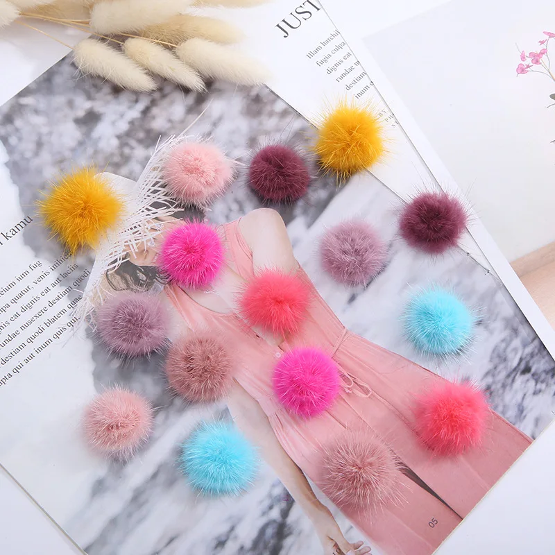 10pcs Pompom Decoration 3cm Big Pompon Faux Fur Pompony Soild Color Pompones Manualidades DIY Popom Pom Trim Craft Supplies