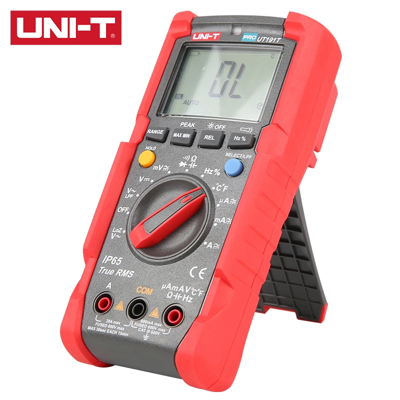 Multímetro profesional UNI-T UT191E UT191T valores eficaces verdaderos CAT III 600V IP65 2m retroiluminación automática a prueba de caídas medición de corriente 20A