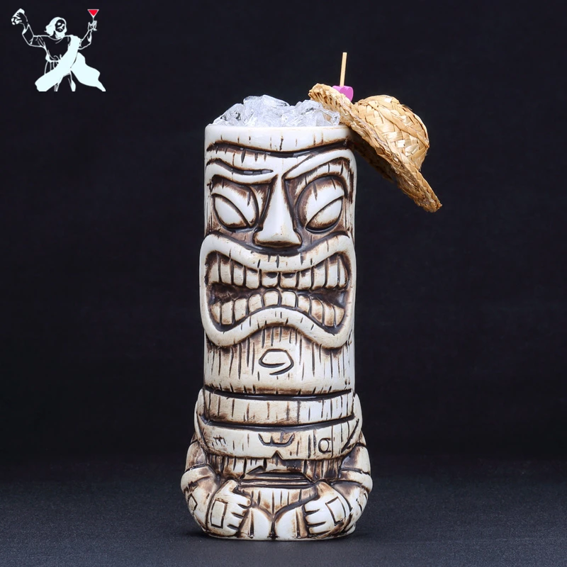 

600ml The Statue Of Mackay Ceramic Cup Ceramic Tiki Mug Creative Porcelain Beer Wine Mug Cup Bar Tool