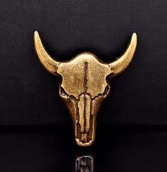 10pcs Retro Brass Western Cowboy Texas Bull Buffalo Longhorn Head Skull Leathercraft Bridle Conchos Western Decor Screwback