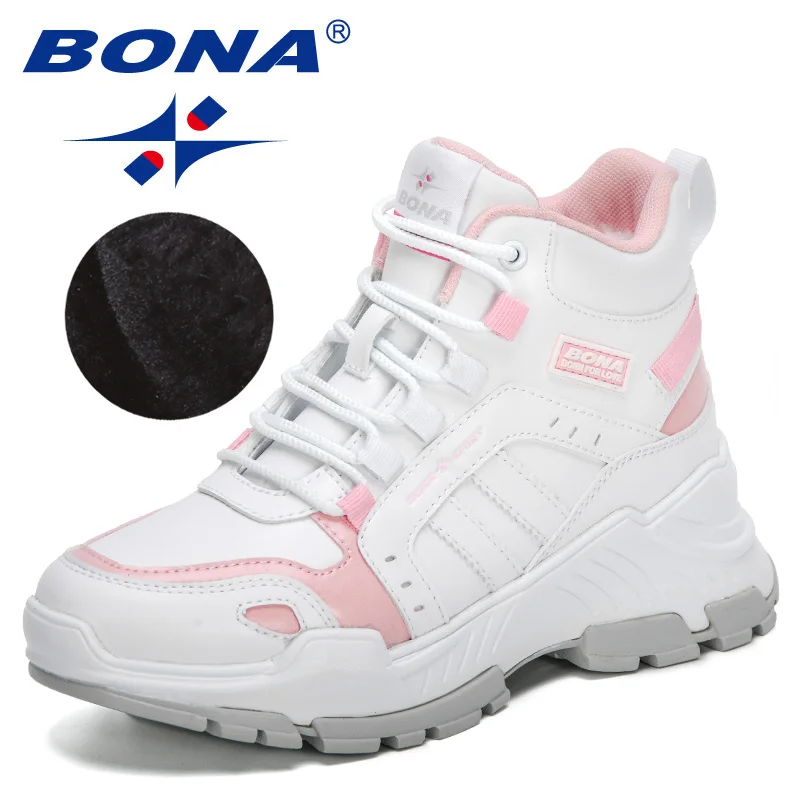 BONA 2022 New Designers Platform Ankle Boots Women Plush Snow Boots Warm Casual Sneakers Ladies Cormfort Zapatillas Mujer Botas