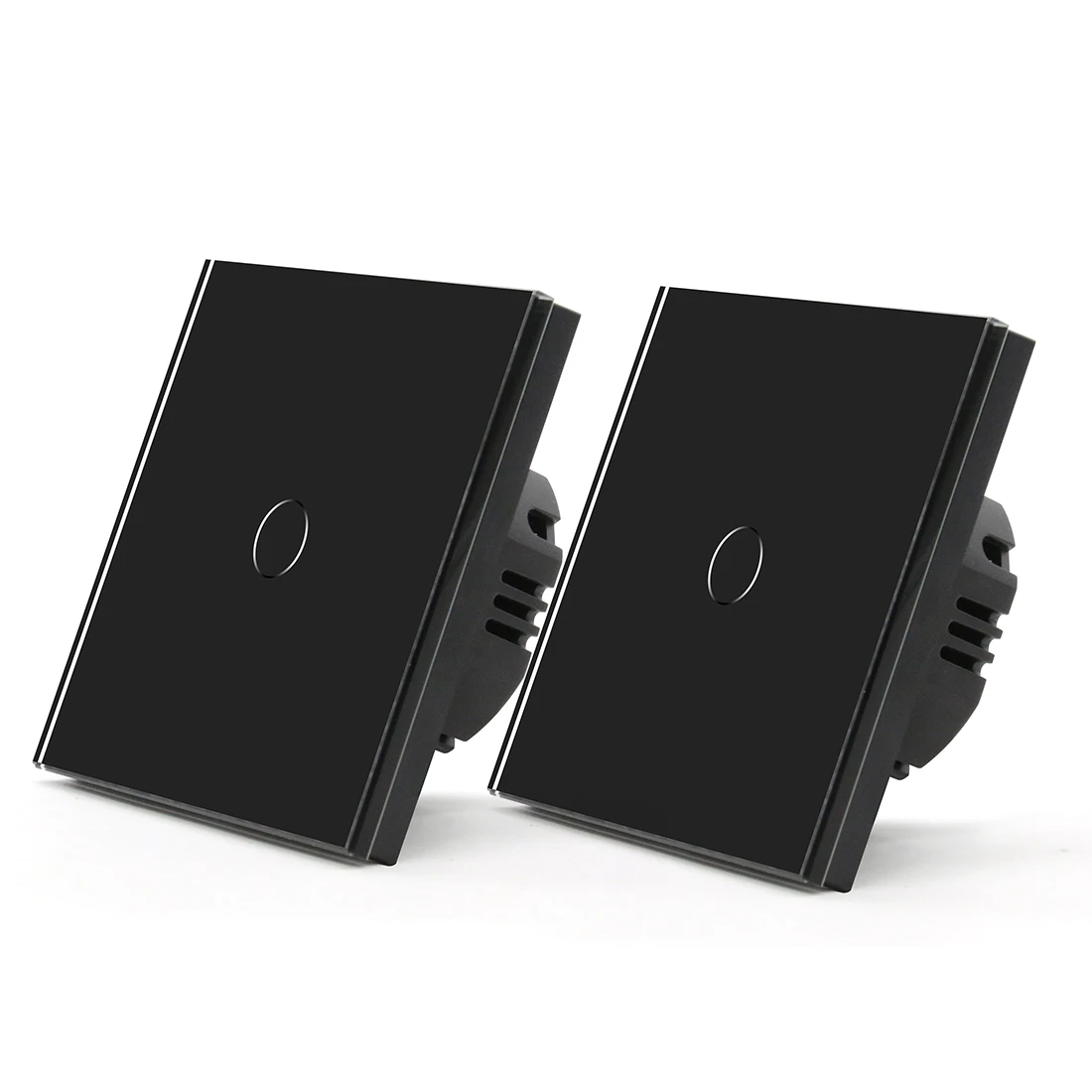 Bseed 2Packs Touch Lichtschakelaar 1Gang 2Way Muur Schakelaars Lichtschakelaars Voor Trappen Glazen Paneel Blauwe Achtergrondverlichting 240V