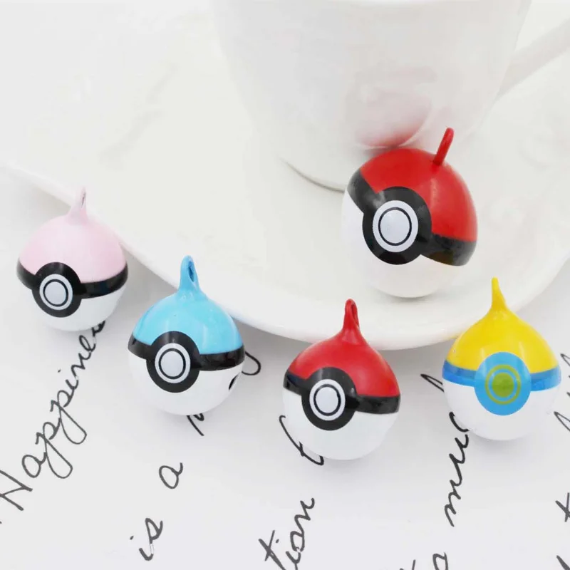 Cute Pocket Monster Metal Pendant Bells Cat and Dog Collar Pet Necklace Pendant Key Chain Mobile Pendant Accessories 4Pcs per Se