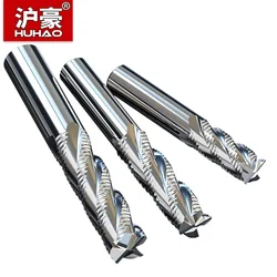 HuHao 4 Flutes Full-Grinding Wave Edge Endmills Aluminum-High Speed Steel Open-Coarse Milling Cutter For Roughing Steel CNC Tool