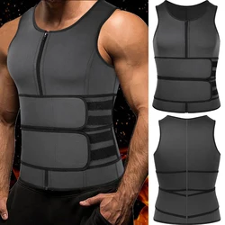 Chaleco de neopreno para hombre, entrenador de cintura, moldeador de cuerpo de entrenamiento ajustable con doble cremallera para traje de Sauna para hombre