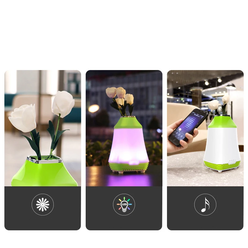 New Home Bluetooth Audio Light flower Cutting Mobile Music Computer Mini Aromatherapy Wireless Led Llight Emitting Speaker