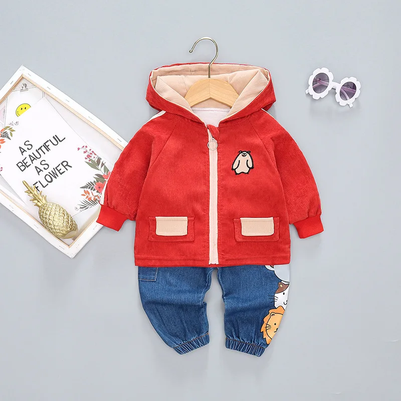 Boutique Kids Clothing  Boys Coat New Korean Hoodies Two-Piece Set 1-4 Years Old Kids Clothes