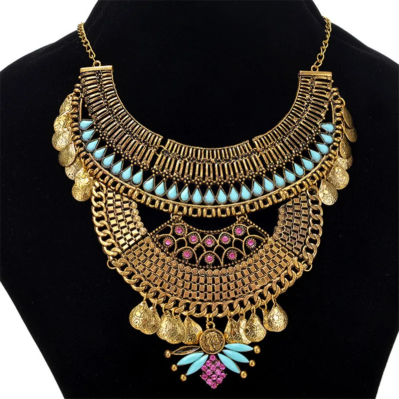 Trendy Bohemian Heavy Geometry Choker Necklace Gold Color Vintage Collar Statement Maxi Necklace For Women Jewelry Gift 2021 New