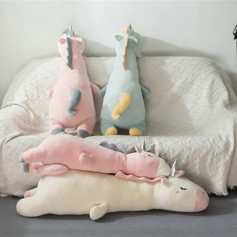 70-120cm gigante adorável unicórnio brinquedo de pelúcia bonito macio dormindo unicornio travesseiro recheado brinquedos de pelúcia para crianças presentes de natal do bebê