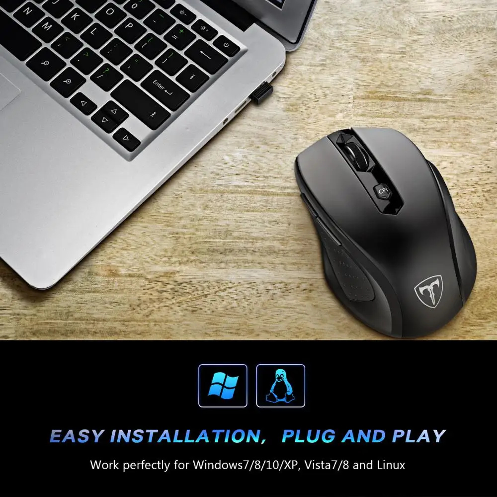 VicTsing 2.4G Wireless Gaming Mouse 2400 DPI Adjustable 6 Buttons Mouse With Nano Receiver Wireless Mouse for Computer/Laptop