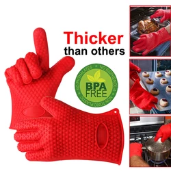 Silicone Oven Mitt Oven Gloves Heat Resistant Gloves Full Finger Hand Wrist Protection Silicone Oven Heat Resistant Mitts New