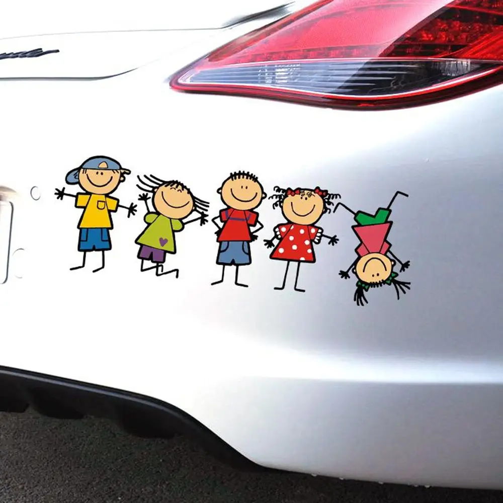 Pegatina de coche de dibujos animados para niño y niña, calcomanía para ventana y cuerpo, calcomanía divertida y bonita para Familia, estilo de