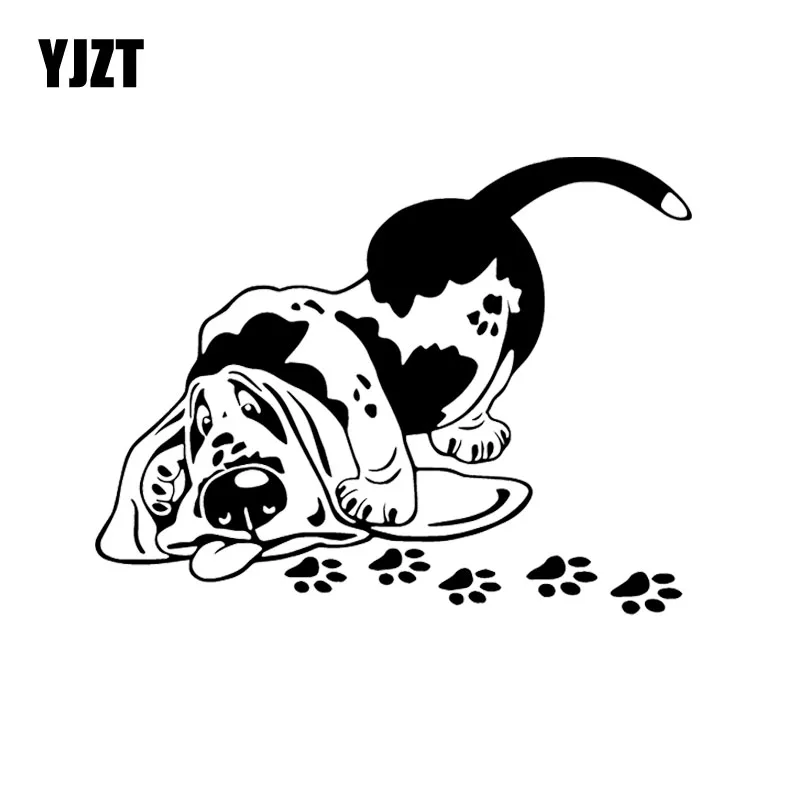 YJZT 16.2X12.4CM Vinyl Decal Funny Cartoon Car Sticker Basset Hound Breed Dog Puppy Pet Black/Silver C24-1127