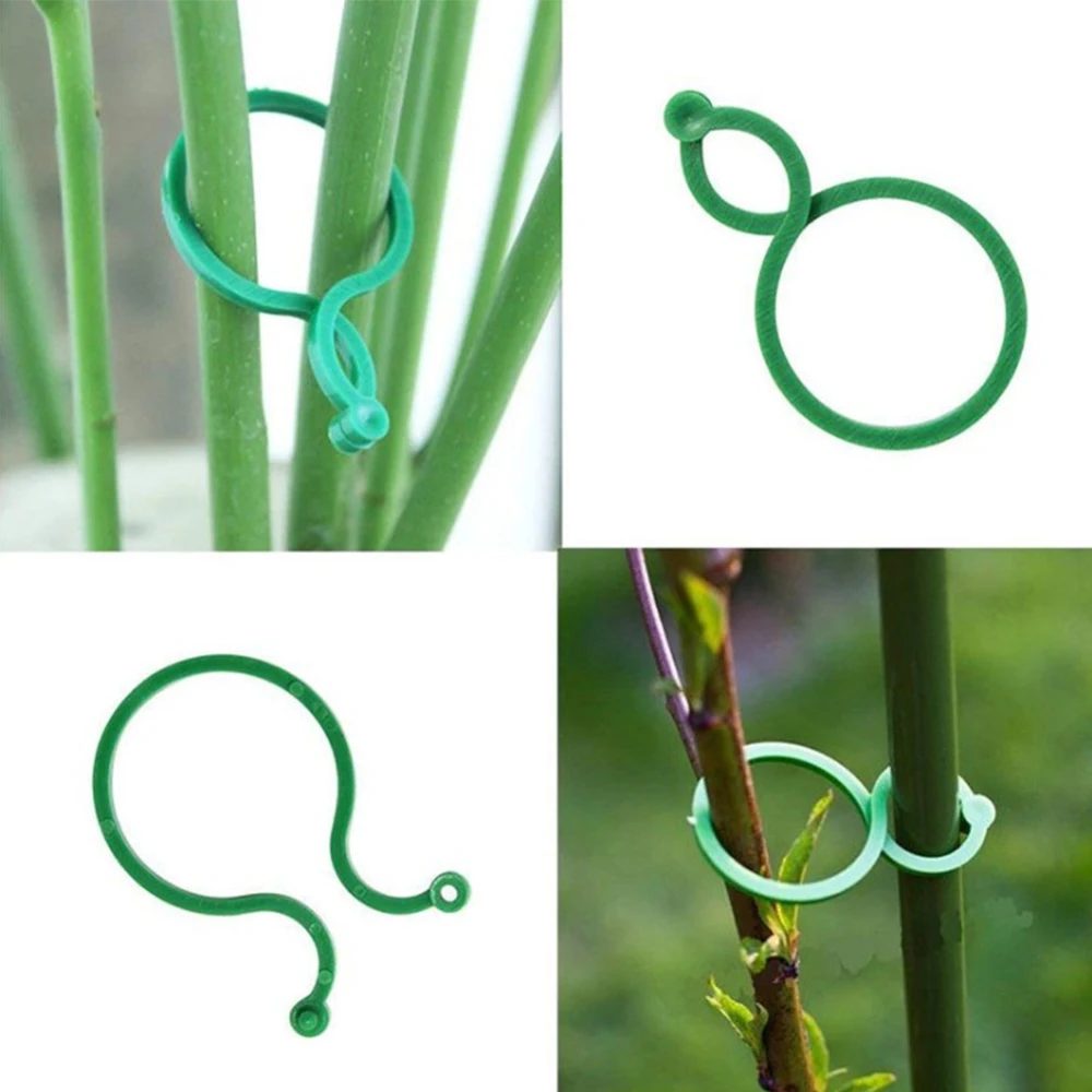 Reusable 8-Shaped Buckle Plant Stem, Tomato Flower Fastener, Tree Lock Gourd Ring, Plastic Gardening Accessories, 50Pcs