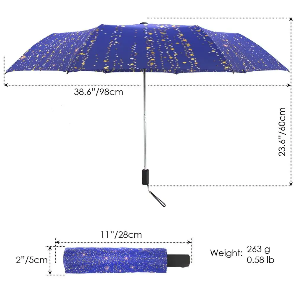 Falling Shiny Particles with Stars Pattern Umbrellas Men Rain Woman Windproof Umbrella Three Folding Non-automatic Umbrella