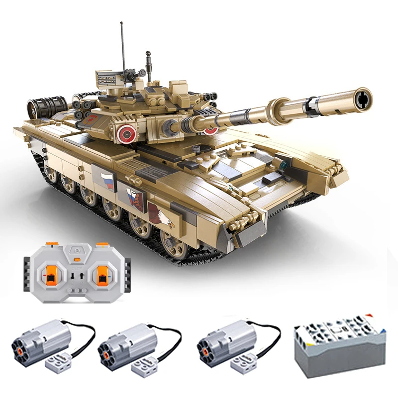 1722 Piece Bricks Remote Control T90 Tank Set Technical Model Building Blocks Kids RC Toy Boy Birthday Gift