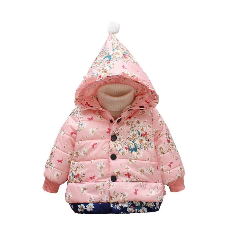 

Winter new girl's coat cotton-padded clothing padded middle and small baby padded Children hooded outing clothes