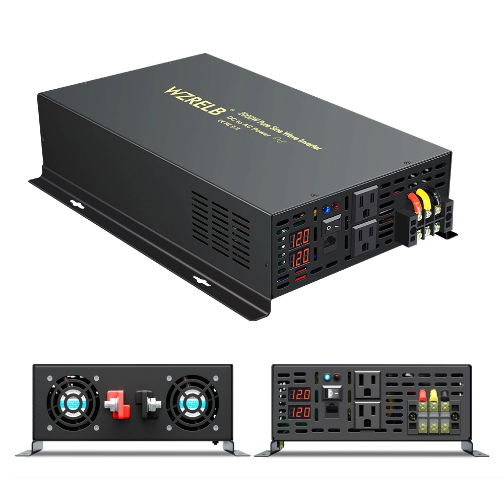 

2000W Wired Control Pure Sine Wave Inverter Battery 12V/24V/48V/96V DC to 120V/220V/230V/240V AC Solar Panel System Converter