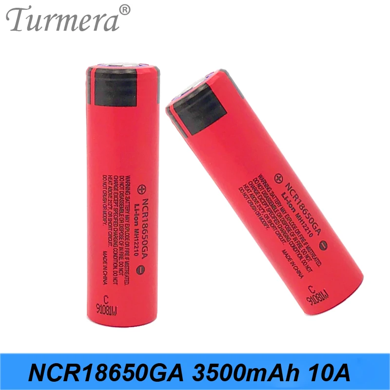 Turmera NCR1865GA 18650 3500mAh Battery for 12V 14.4V 18V 21V 25V Screwdriver Drill Batteries and Flashlight Headlamp E-Bike Use