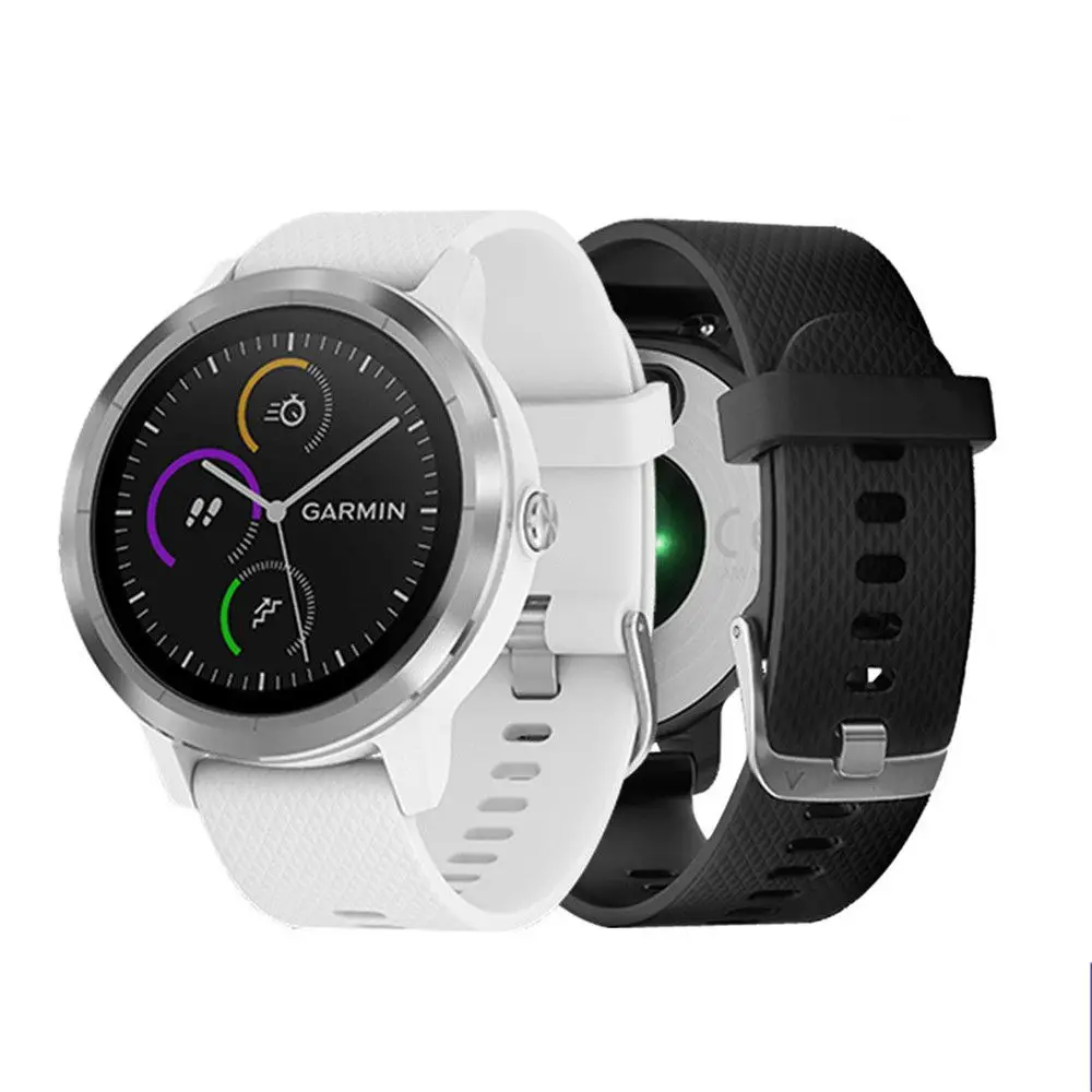 الأساور الكلاسيكية لينة سوار حزام 20 ملم حزام ساعة سيليكون ل Garmin Vivoactive 3 / Vivomove HR