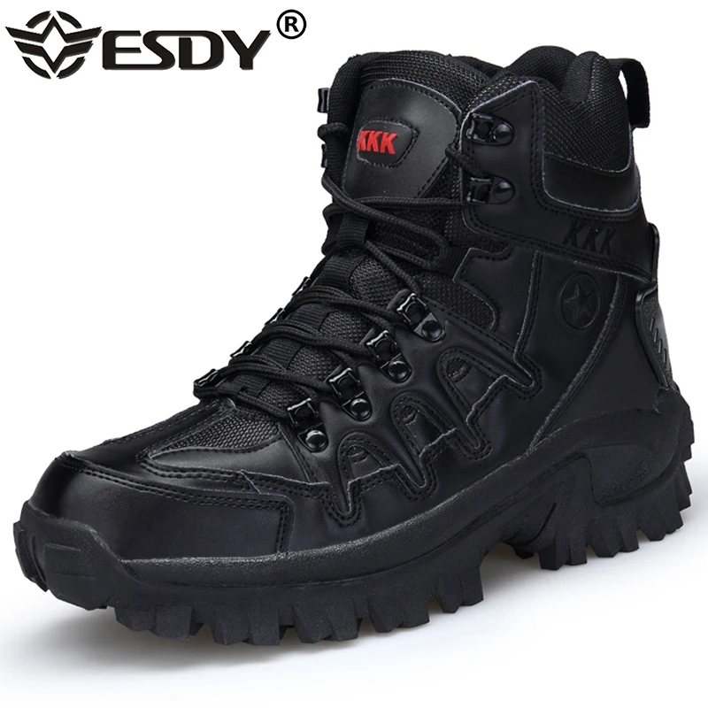 Men\'s Outdoor Boots Combat Mens Desert Ankle Boots Tactical Big Size 39-46 Boot Male Winter Shoes Men Work Safety Shoes