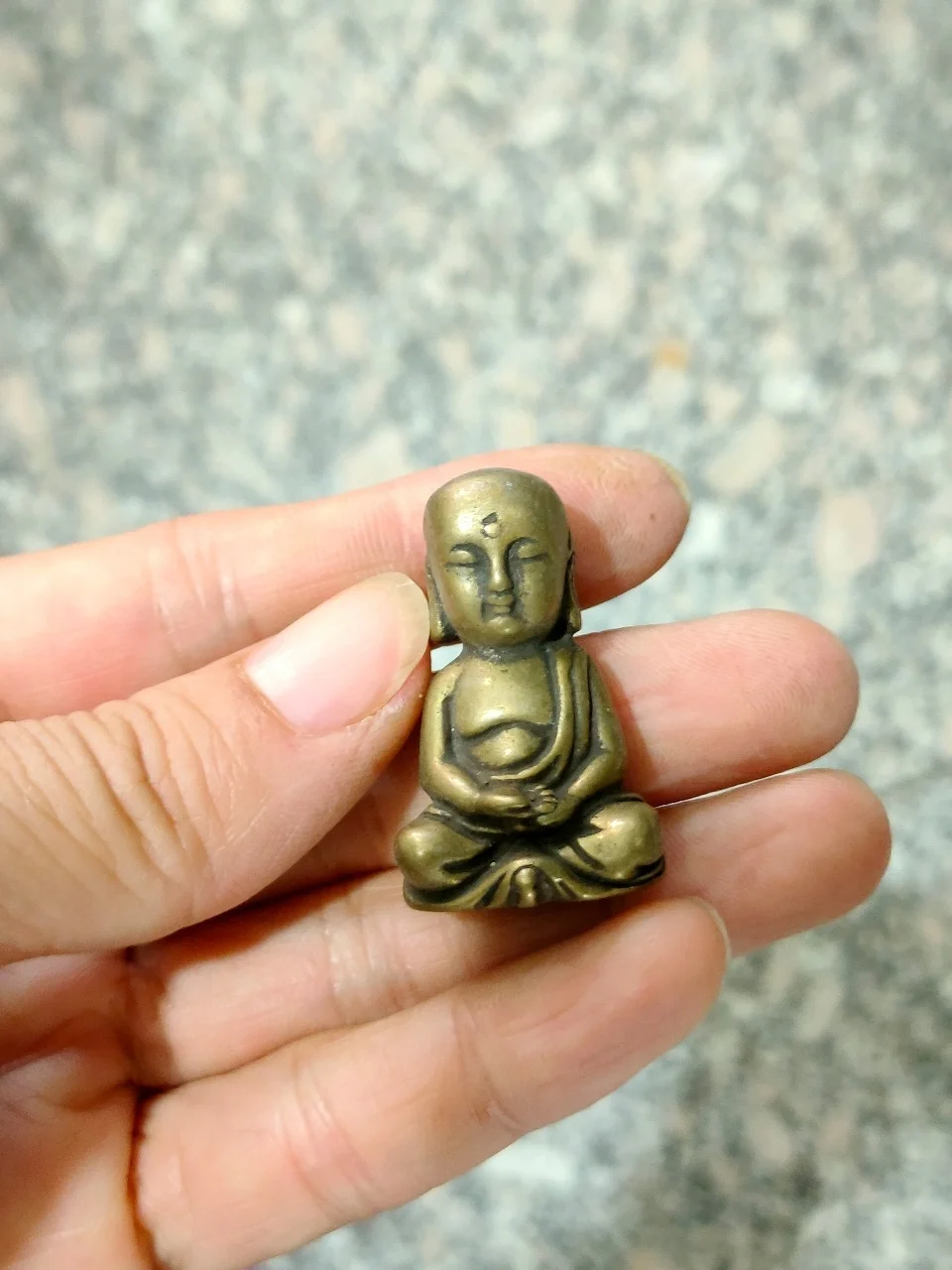 CHINA antique brass fengshui Little monk small Statue Metal crafts family decorations Key buckle Necklace pandent