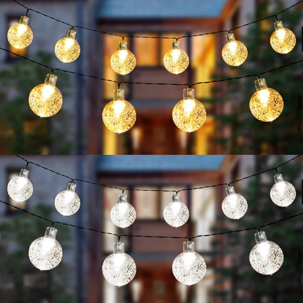 NEW 20/30/50 LED Crystal ball String Fairy Lights Solar Garlands Garden Christmas Decor For Outdoor USB/Battery/Solar Powered