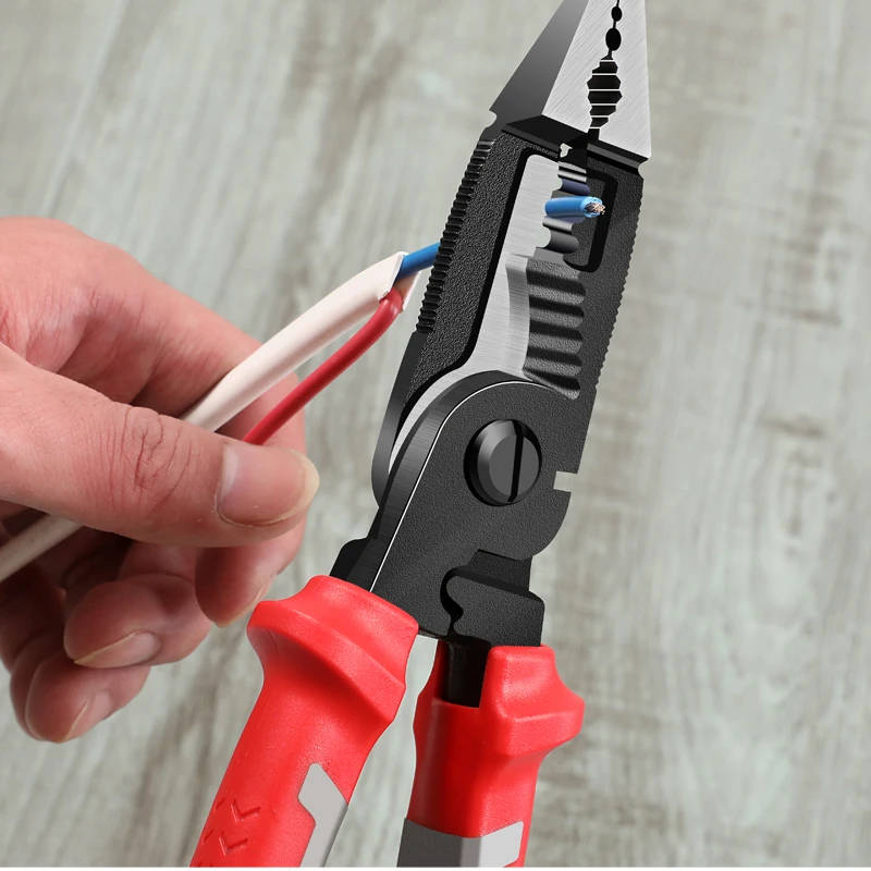OUDISI pinze per elettricisti multifunzionali pinze a becco lungo spellafili tagliacavi terminale aggraffatura utensili manuali Design a molla