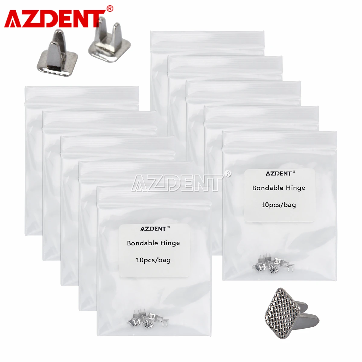 

10 Packs AZDENT Dental Orthodontic Turbos Bite Opener Tongue Builder Monoblock / Bondable Hinge Wings Tongue Tamers 10pcs/Pack